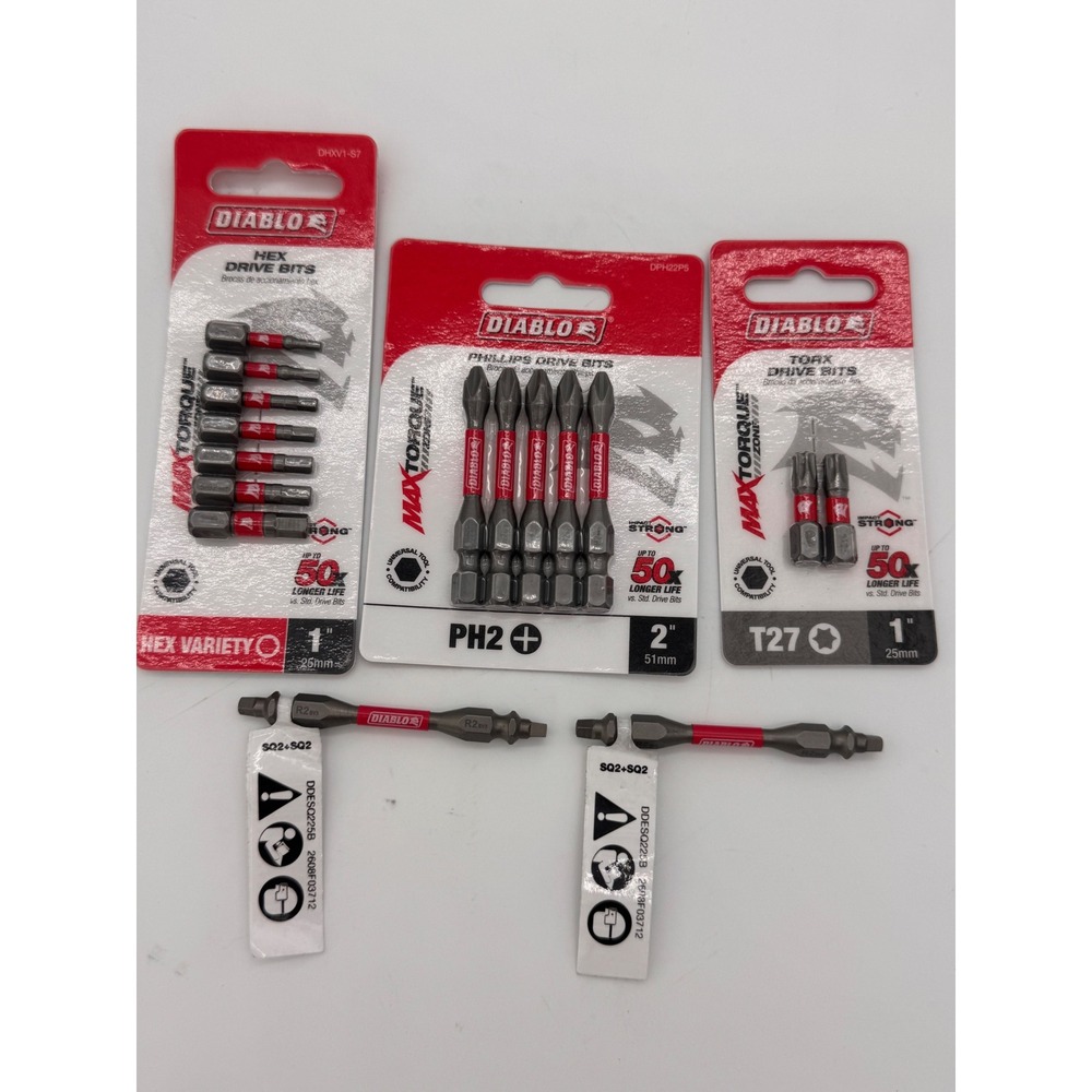 Diablo Impact Strong Drive Bit Set Phillips Torx Hex Square 16 Piece Lot